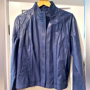 Stylish Blue Leather Jacket for Women